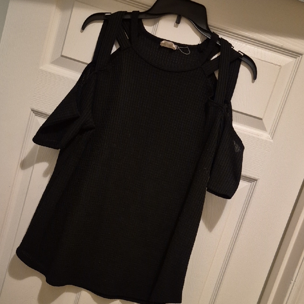 Black Cold Shoulder Top